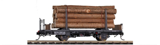 BEMO 9464101 - 0m - Rungenwagen Kk-w mit Holzladung, RhB, Ep. IV-V